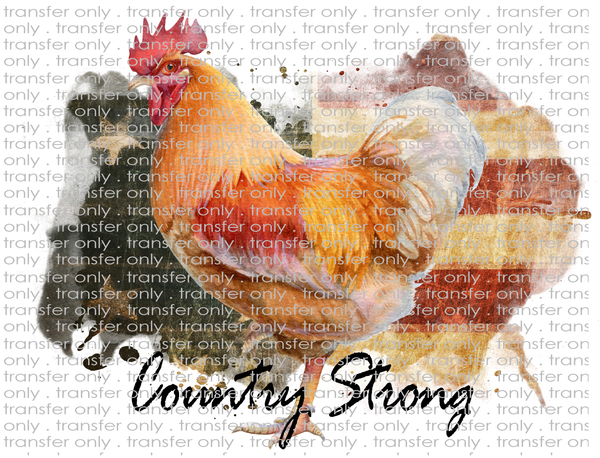 Country Strong Rooster - Waterslide, Sublimation Transfers