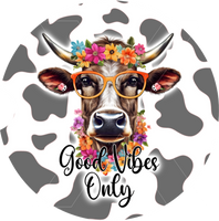 Good Vibes Only - Hippie Heifer - Round Template Transfers