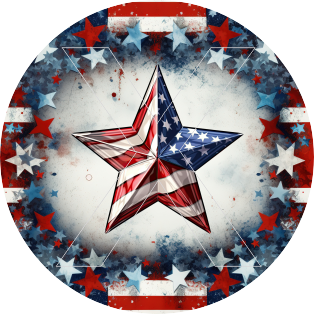 Patriotic Star - Round Template Transfers for Coaster