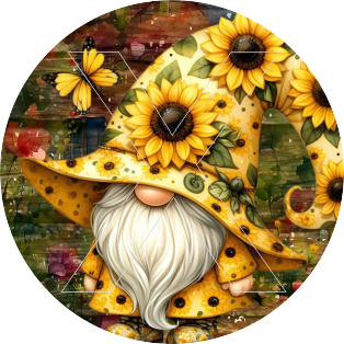 Sunflower Gnome - Round Template Transfers for Coaster