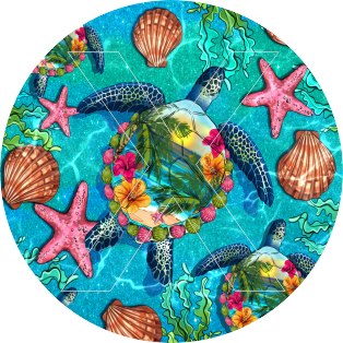 Sea Turtle - Round Template Transfers for Coasters