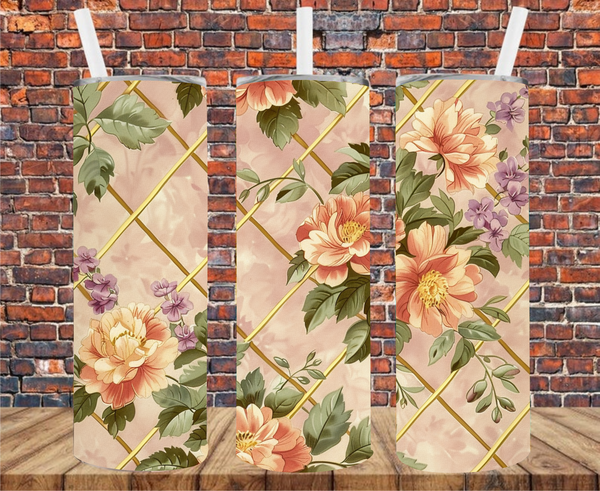 Victorian Floral - Tumbler Wrap - Vinyl Transfers