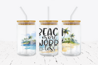 Beach More Worry Less - 16 oz Libbey Glass Can Wrap