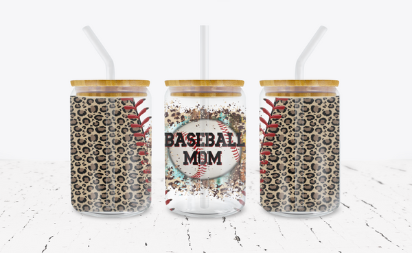 Baseball Mom - 16 oz Libbey Glass Can Wrap