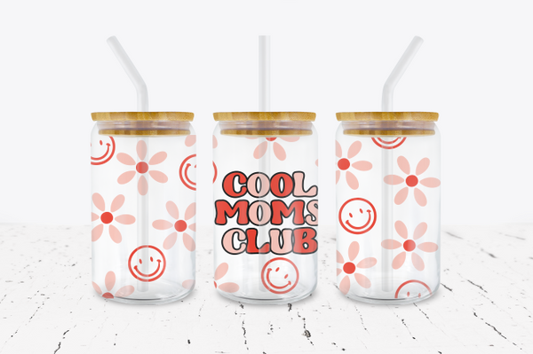 Cool Moms Club - 16 oz Libbey Glass Can Wrap