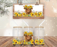 Country Cow & Sunflowers - 16 oz Libbey Glass Can Wrap