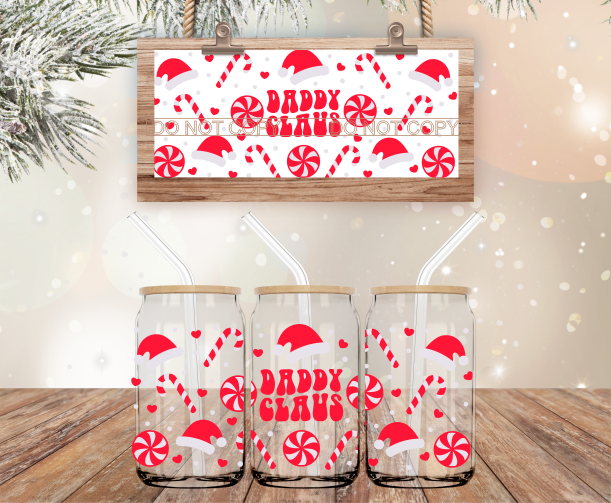 Daddy Claus - 16 oz Libbey Glass Can Wrap – Crafty Bucks