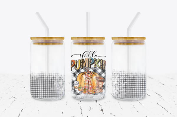 Hello Pumpkin - 16 oz Libbey Glass Can Wrap