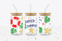 Hello Summer - 16 oz Libbey Glass Can Wrap