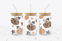 Fall Pumpkins & Leaves - 16 oz Libbey Glass Can Wrap