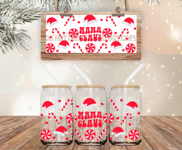 Mama Claus - 16 oz Libbey Glass Can Wrap