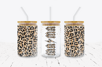 Leopard Mama - 16 oz Libbey Glass Can Wrap