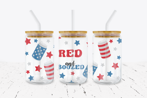 Red and Boozed - 16 oz Libbey Glass Can Wrap