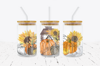 Fall Pumpkins - 16 oz Libbey Glass Can Wrap