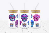 Sugar Skulls - 16 oz Libbey Glass Can Wrap