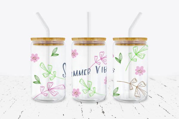 Summer Vibes - 16 oz Libbey Glass Can Wrap