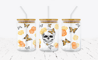 Floral Skull - 16 oz Libbey Glass Can Wrap