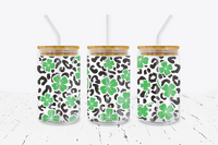 Clovers & Leopard - 16 oz Libbey Glass Can Wrap