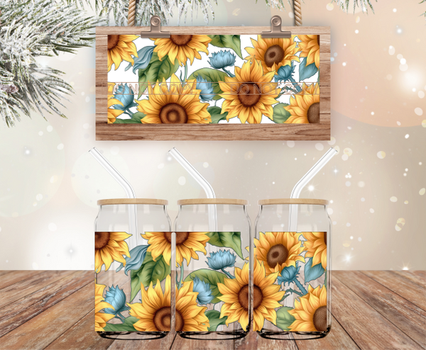 Sunflowers - 16 oz Libbey Glass Can Wrap