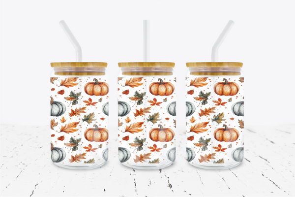 Scattered Pumpkins - 16 oz Libbey Glass Can Wrap