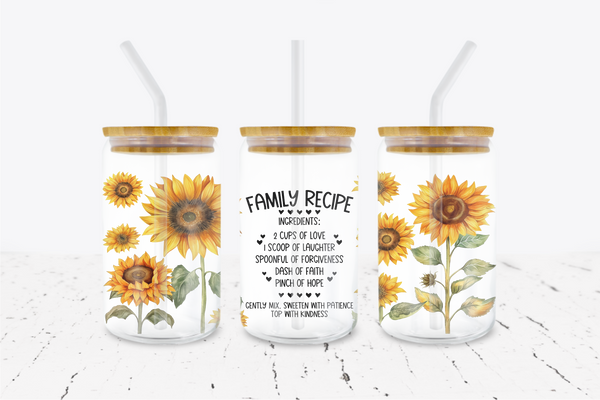 Family Recipe - 16 oz Libbey Glass Can Wrap