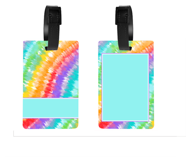 Rainbow Swirl w/Name - Luggage & Bag Tags - Sublimation Transfer