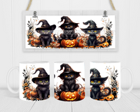 Halloween Black Cats - Coffee Mug Wrap - Sublimation Transfers