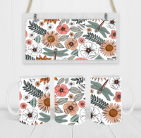 Boho Flowers & Dragonfly - Coffee Mug Wrap - Sublimation Transfers