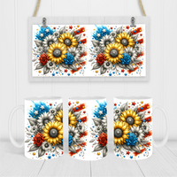 Patriotic Sunflower - Coffee Mug Wrap - Sublimation Transfers