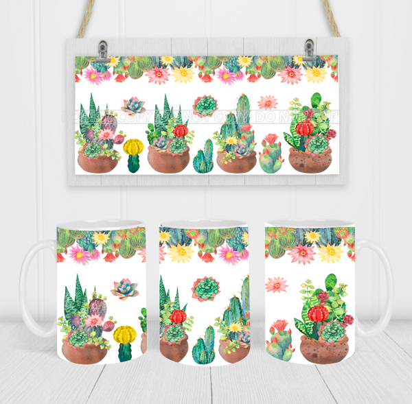 Cactus Pot - Coffee Mug Wrap - Sublimation Transfers