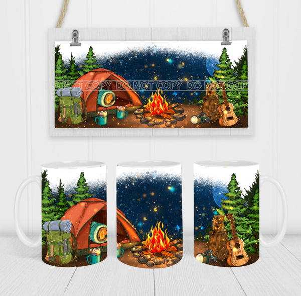 Camping - Coffee Mug Wrap - Sublimation Transfers