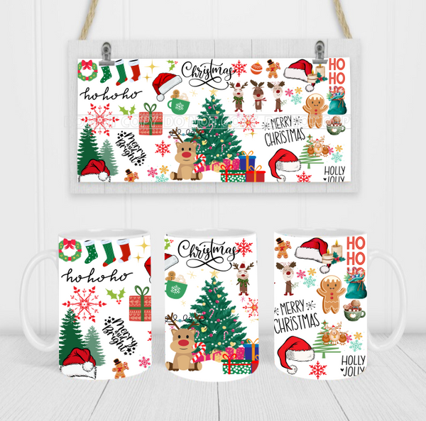 Christmas Scene - Coffee Mug Wrap - Sublimation Transfers