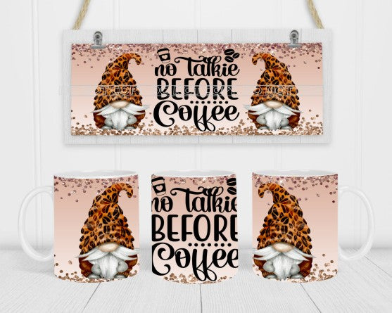 No Talkie Before Coffee - Coffee Mug Wrap - Sublimation Transfers