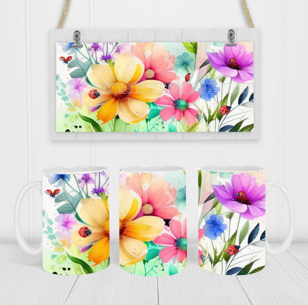 Bright Floral - Coffee Mug Wrap - Sublimation Transfers