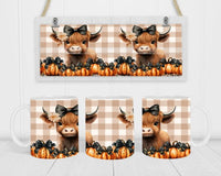 Fall Country Cow - Coffee Mug Wrap - Sublimation Transfers