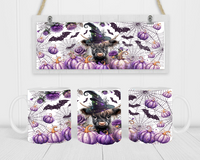 Halloween Purple Pumpkins & Cow - Coffee Mug Wrap - Sublimation Transfers