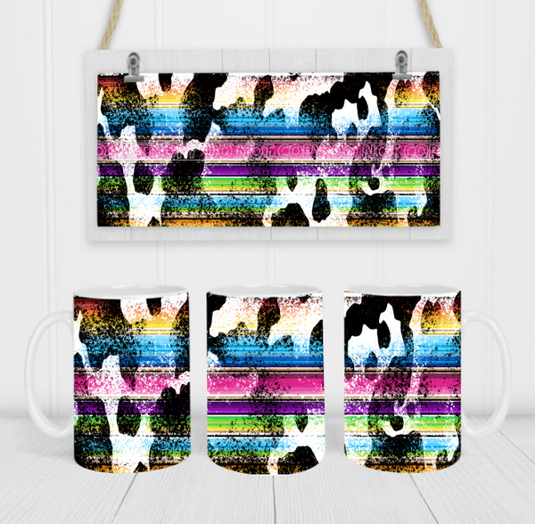 Cow & Serape - Coffee Mug Wrap - Sublimation Transfers