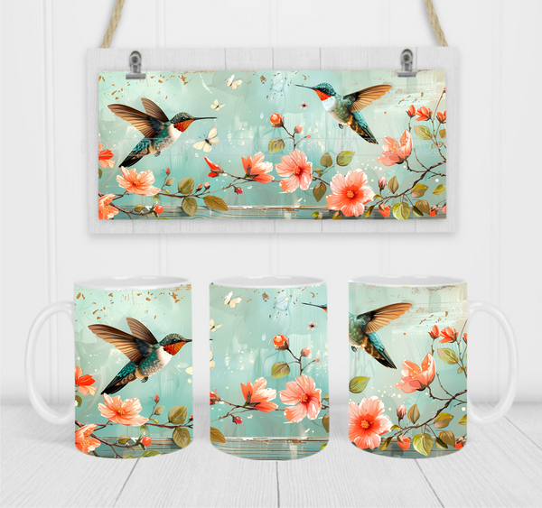 Hummingbirds - Coffee Mug Wrap - Sublimation Transfers