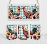 Farmhouse Chickens - Coffee Mug Wrap - Sublimation Transfers