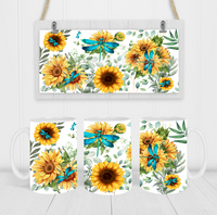 Dragonflies on Sunflowers - Coffee Mug Wrap - Sublimation Transfers