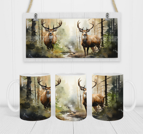 Deer In Nature - Coffee Mug Wrap - Sublimation Transfers