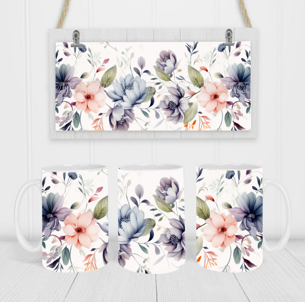 Floral - Coffee Mug Wrap - Sublimation Transfers