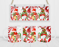 Peppermint Gnomes - Coffee Mug Wrap - Sublimation Transfers