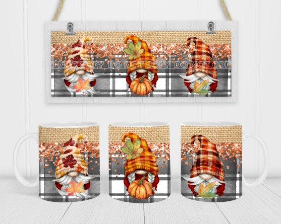 Fall Gnomes - Coffee Mug Wrap - Sublimation Transfers