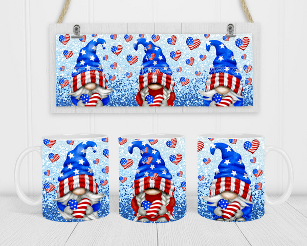 Patriotic Gnomes - Coffee Mug Wrap - Sublimation Transfers