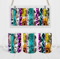 Sunflower & Leopard - Coffee Mug Wrap - Sublimation Transfers