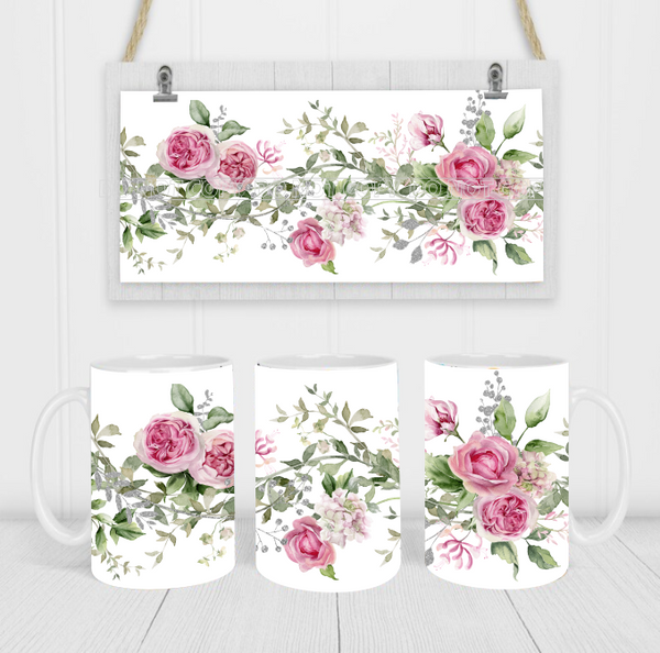 Floral Peony - Coffee Mug Wrap - Sublimation Transfers