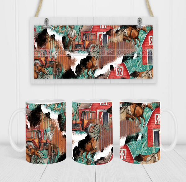 Cow Print Farm - Coffee Mug Wrap - Sublimation Transfers