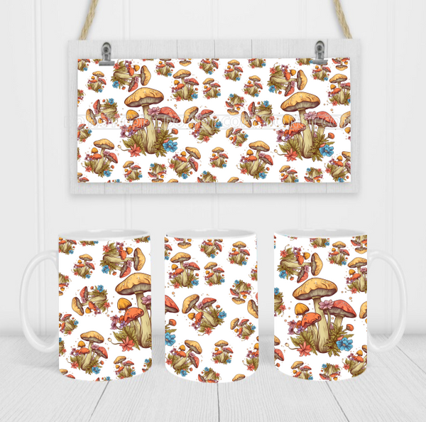 Retro Mushrooms - Coffee Mug Wrap - Sublimation Transfers