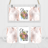 She Is Strong, Mom - Coffee Mug Wrap - Sublimation Transfers